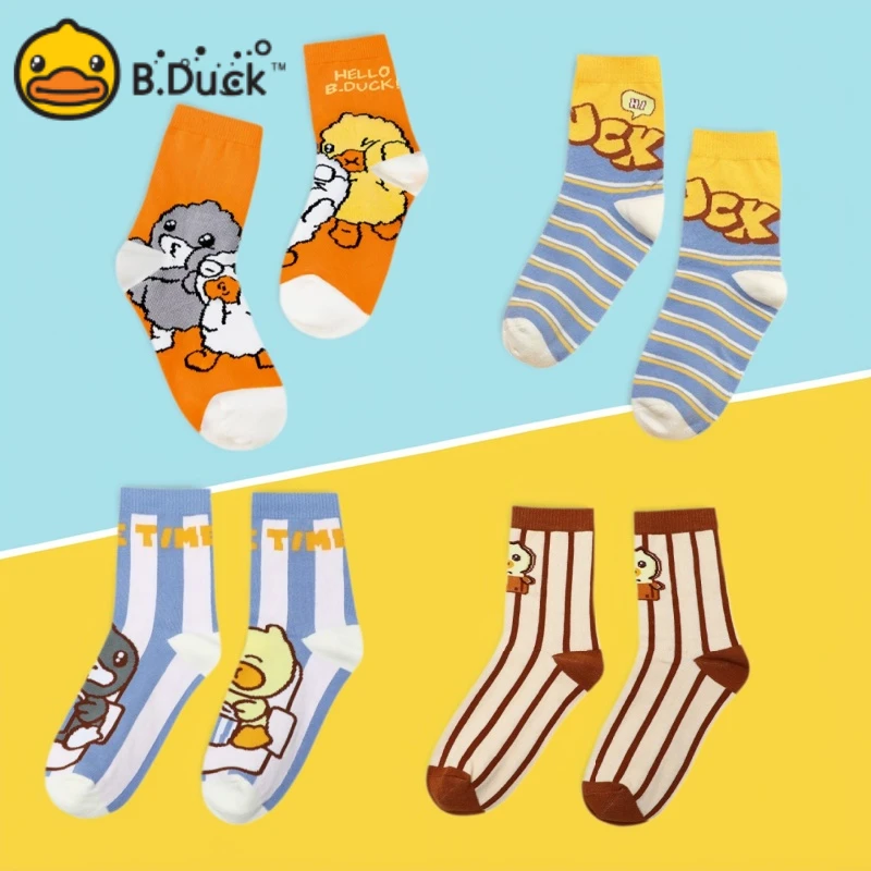 B.Duck小黄鸭儿童袜子春秋薄款短袜宝宝卡通透气童袜男孩a类棉袜