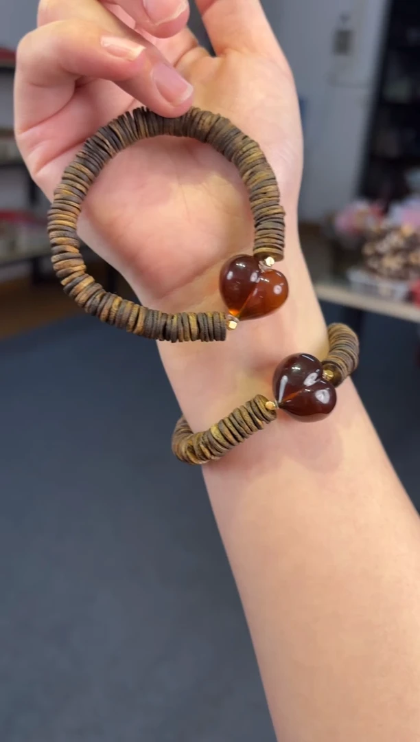 手链琥珀未镶嵌奇楠沉香药片琥珀桃心多样性发其一