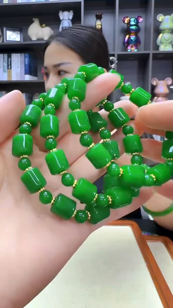 翡翠14K金镶嵌颈饰沉白diy劲饰