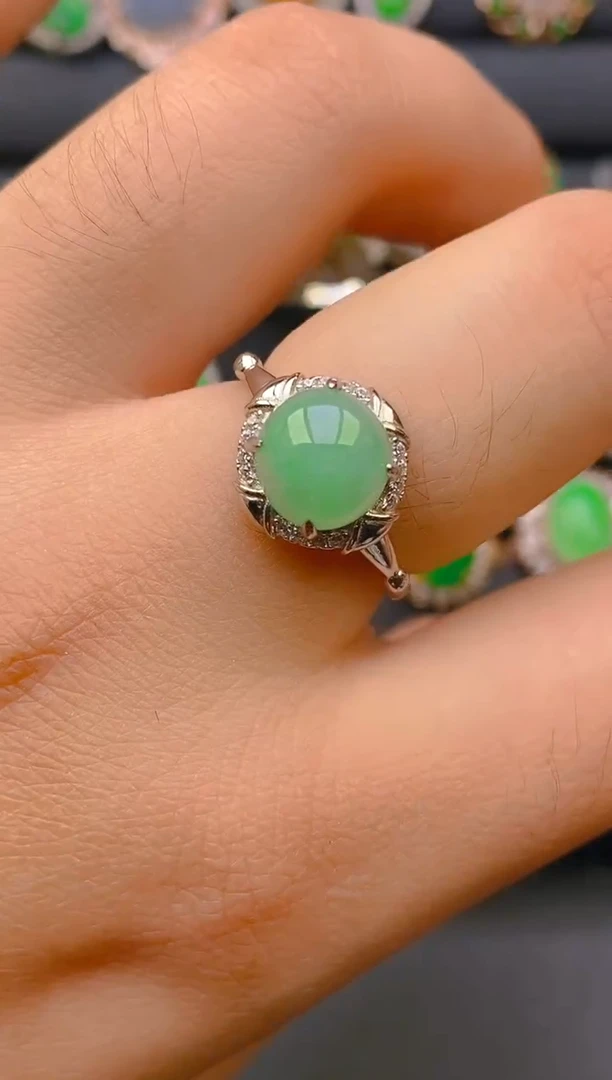 【闪购商品】翡翠戒指银S925镶嵌天然A货翡翠1