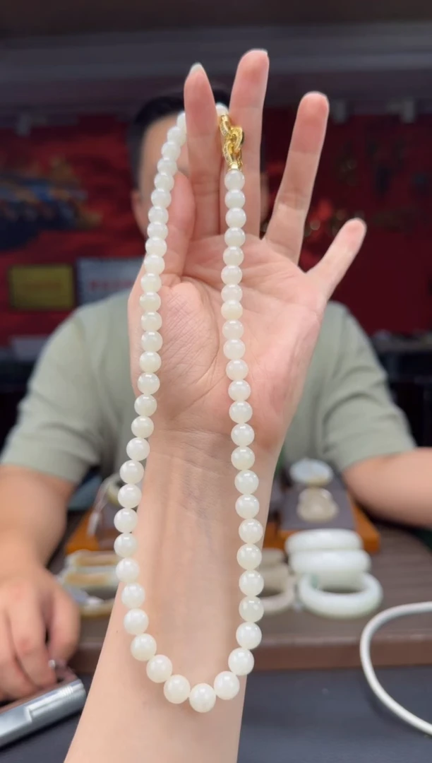 和田玉未镶嵌颈饰白玉妈妈链卡8