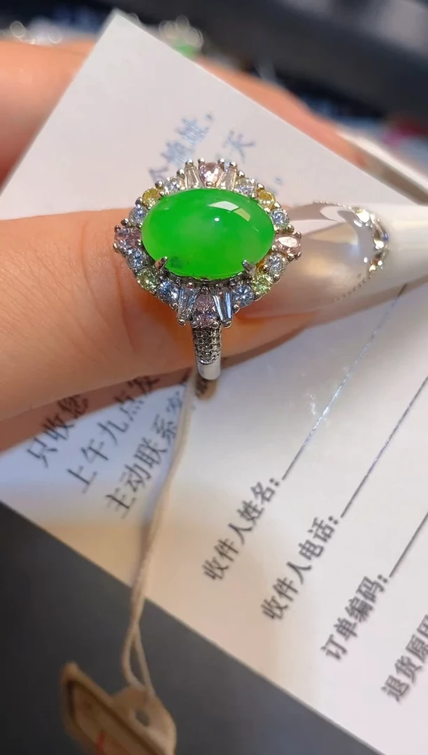 翡翠银S925镶嵌耳饰天然