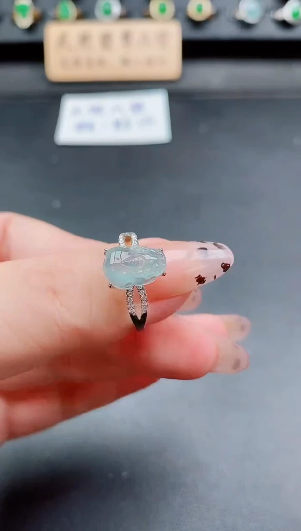 银S925镶嵌戒指翡翠1