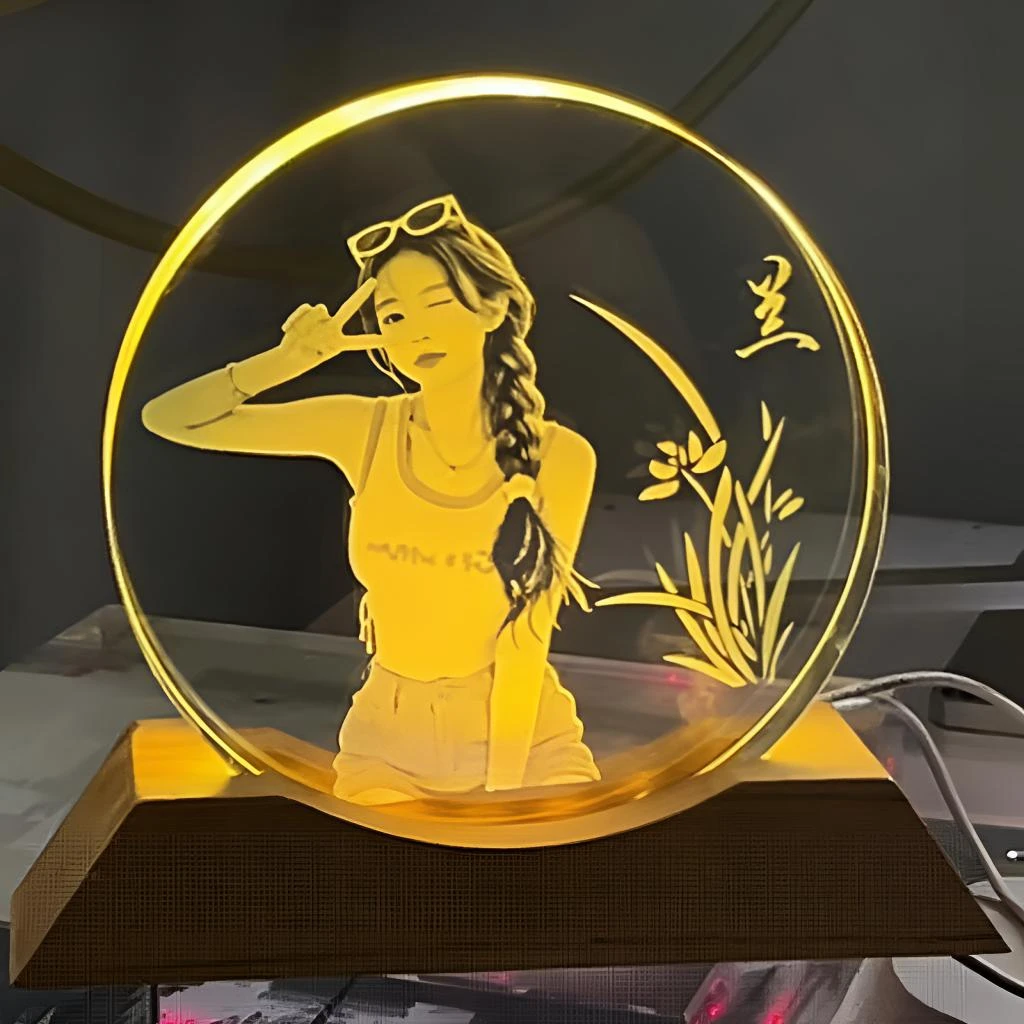 创意高端卧室家居摆件画照片内雕私人定制工艺品客厅布置家居用品