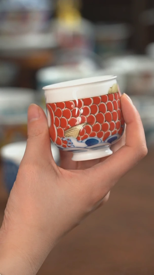 【闪购商品】昨明  陶瓷 （活动福利价）红鱼手握杯