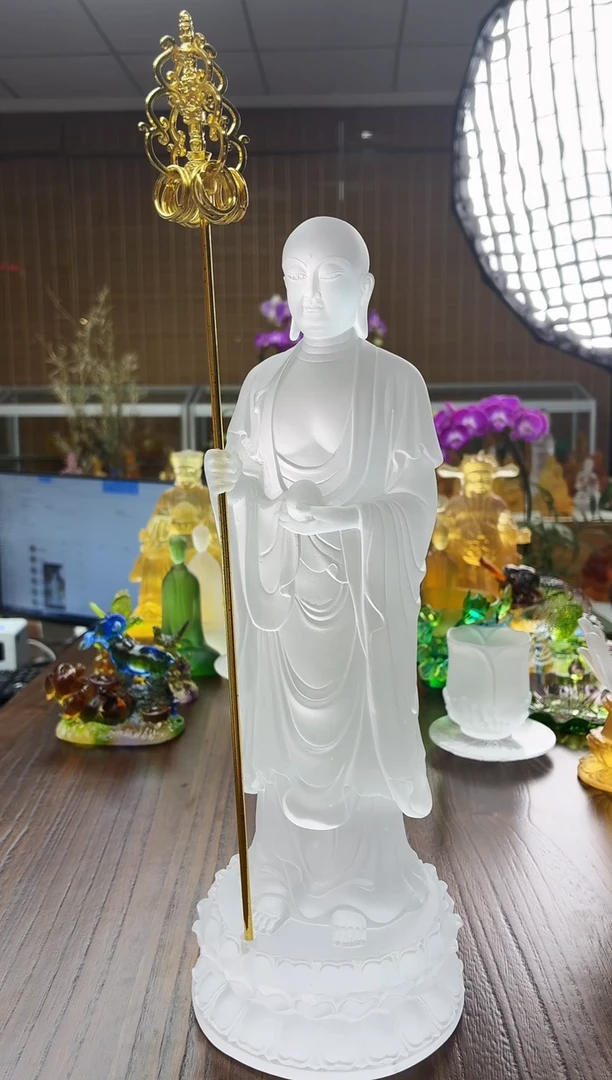 手工艺品琉璃29公分地老师白色