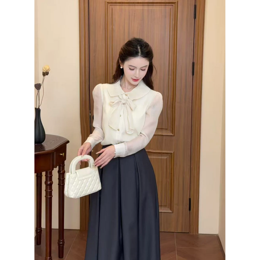 LiLi李李家【莫妮卡】甜美学院风衬衫半裙套装XMZH9674 XMZH8405