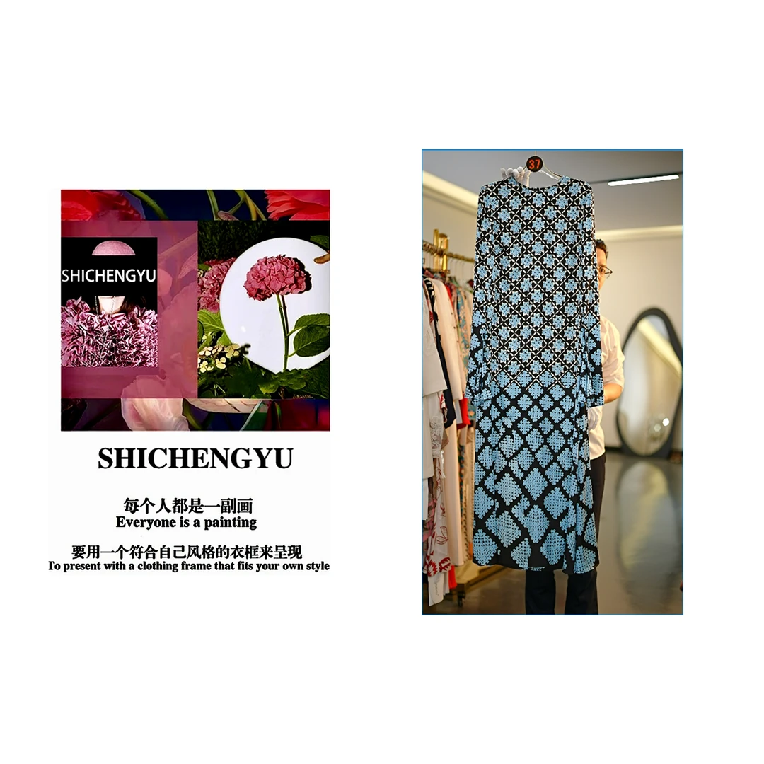 2025时尚设计师新款雪花格子圆领连衣裙