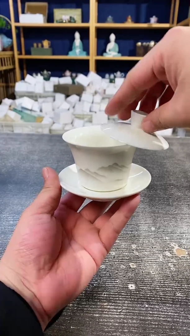 【闪购商品】其他水墨千里江山悬停三才盖碗