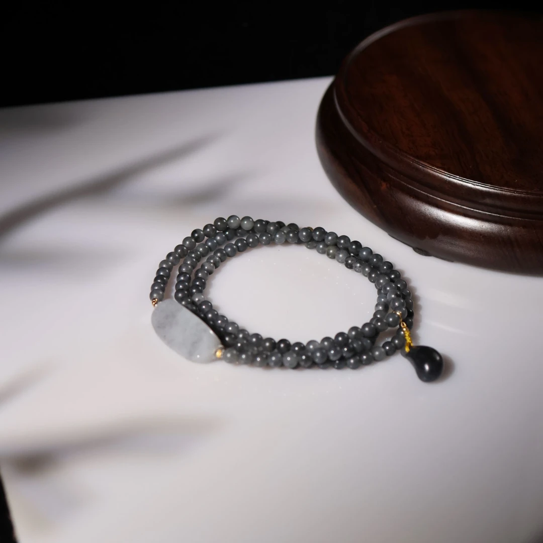 【书青亦】和田玉*手链*18k金镶嵌*青花