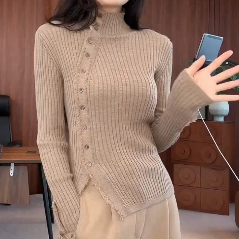 2025新款冬季百搭气质修身高领设计款针织衫LK2507832