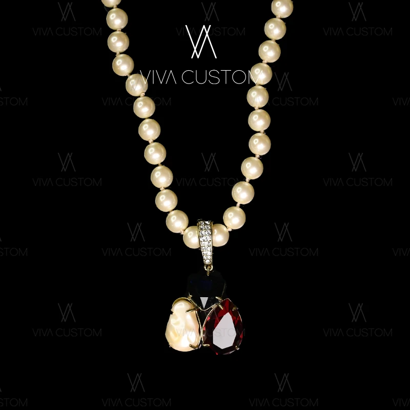 铜合金合成锆石项链 （精工系列）优雅小众撞色梦幻项链