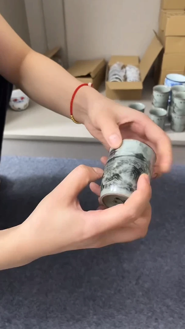 景德镇高温烧岳阳楼闻香杯
