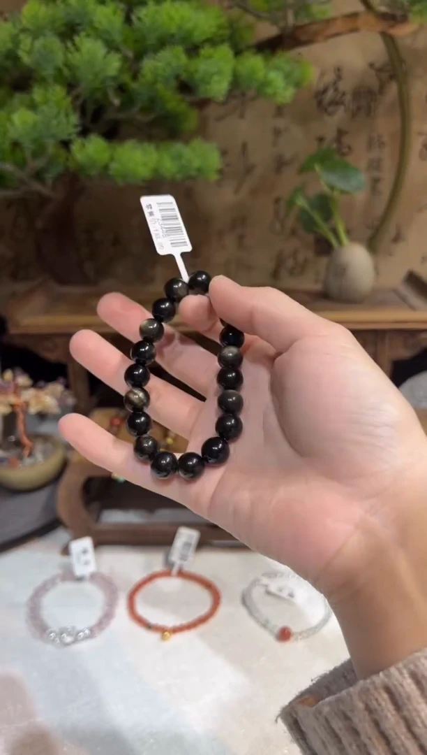 未镶嵌黑曜岩手链手饰@@