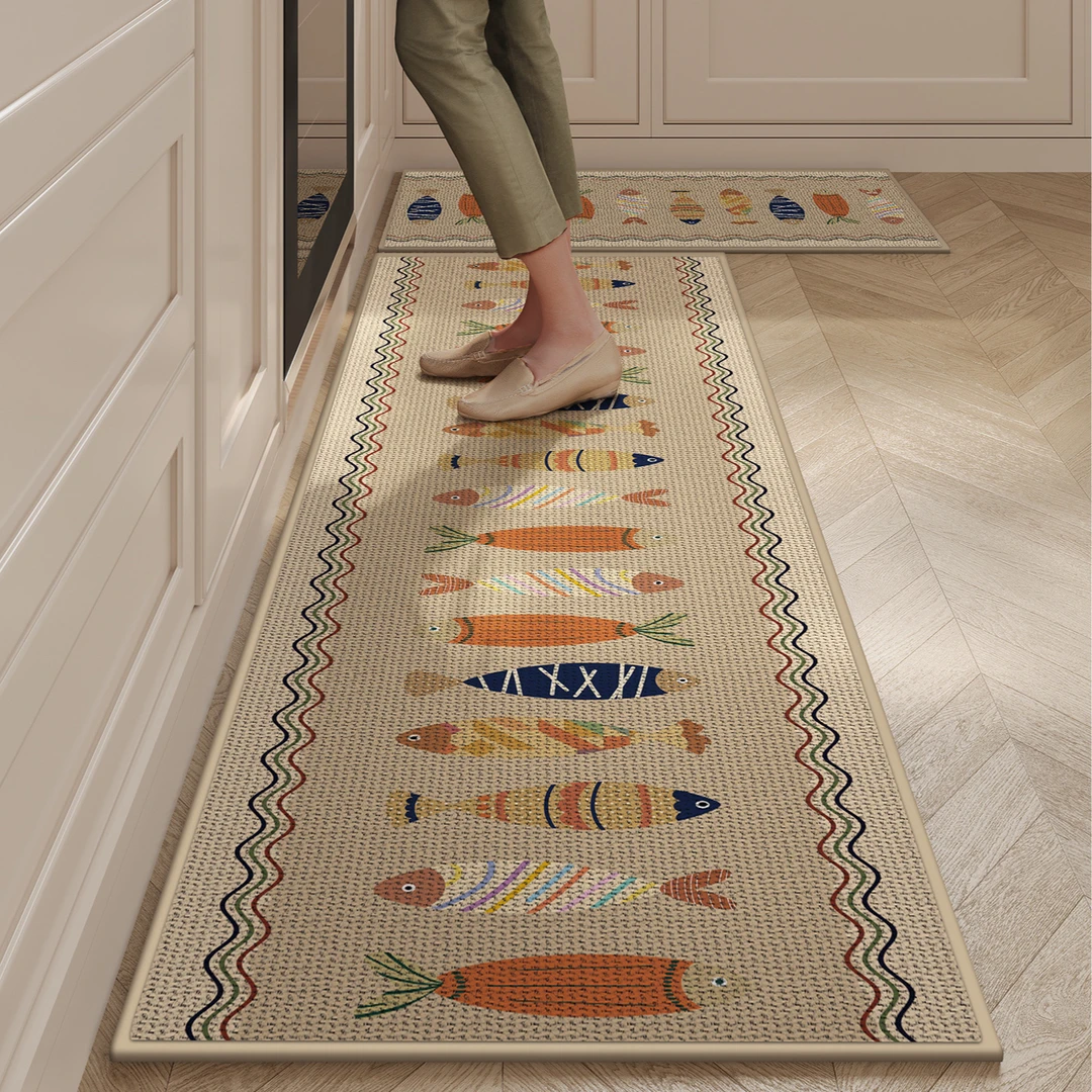 编织纹厨房专用吸水吸油地垫污好打理脚垫可定制防滑家用长条垫子