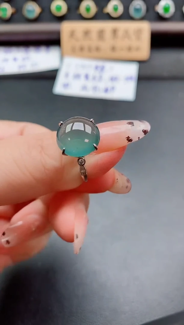 银S925镶嵌戒指翡翠1