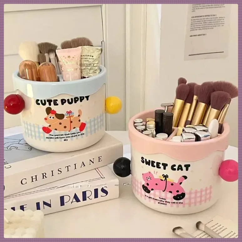 高颜值化妆刷收纳筒女生宿舍家用XRBH梳妆台大容量分区口红【富盛】