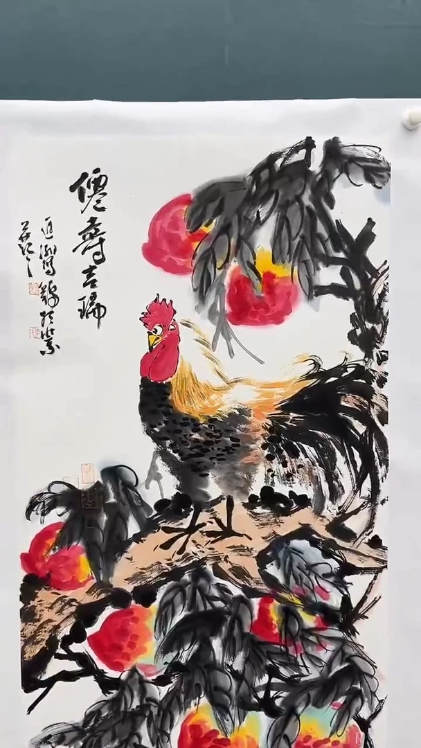 国画李进潮-8平尺-花鸟-带书