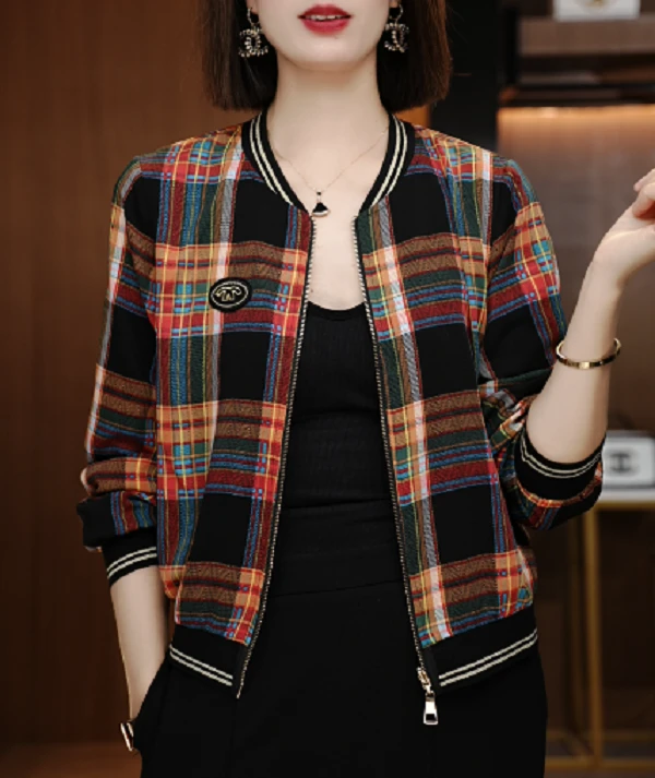 发财叶-新款印花气质上衣外套百搭显瘦时尚舒适显气质俩面穿