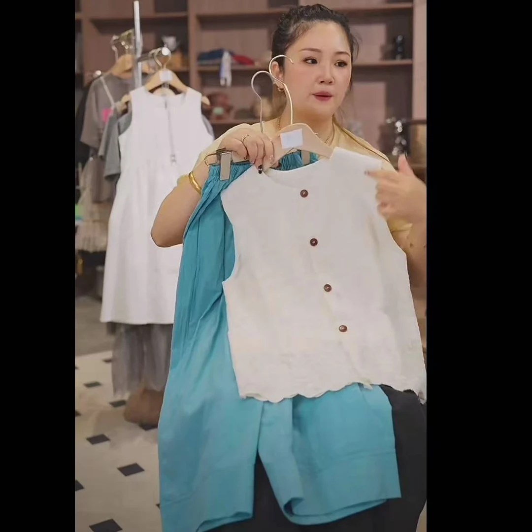 506251 韩版女童时尚洋气日常百搭休闲夏季无袖时尚套装