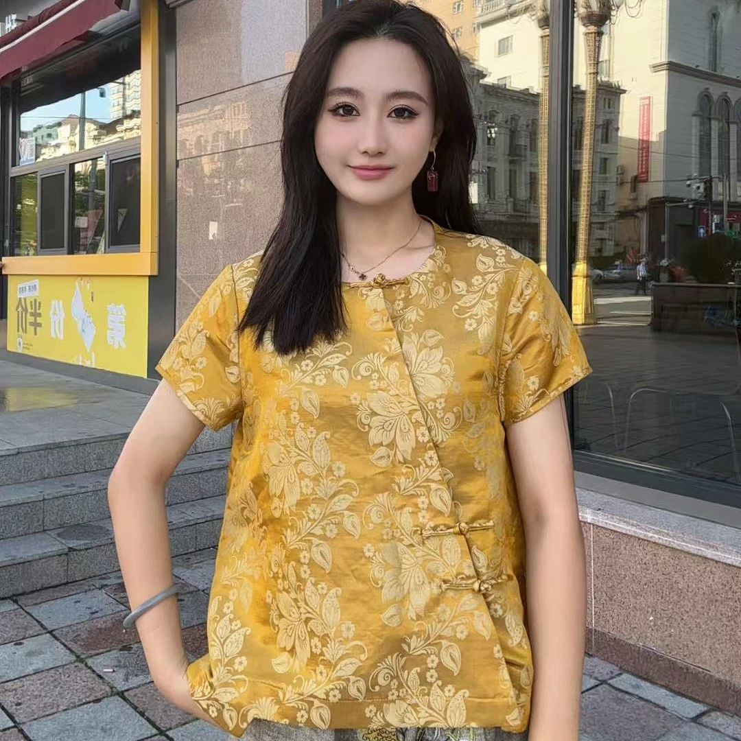 【米乐家】"锦裳华风"夏季新款新中式国风女士短袖时尚上衣09294-7