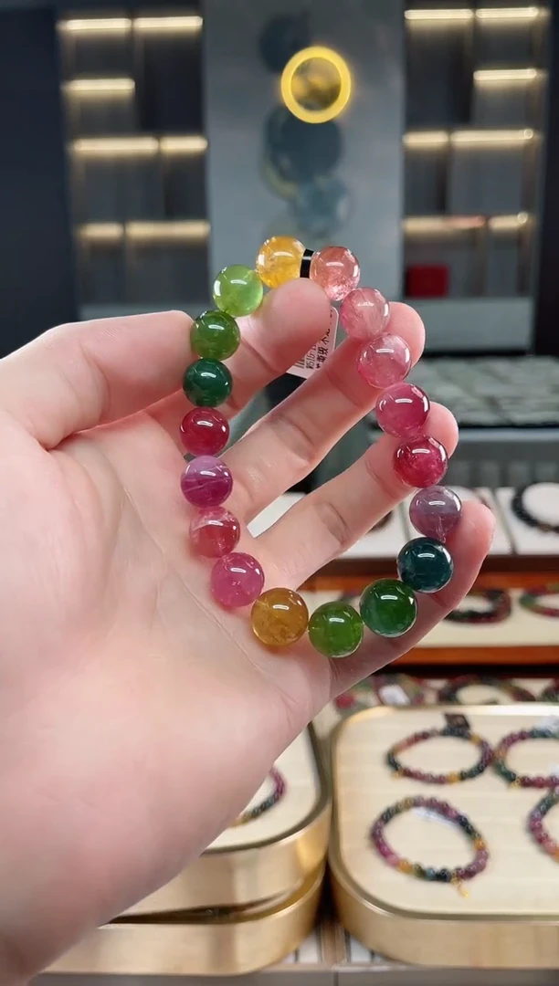 未镶嵌冰透体老矿碧玺色标单圈手串11mm+碧玺多样性发一条xion
