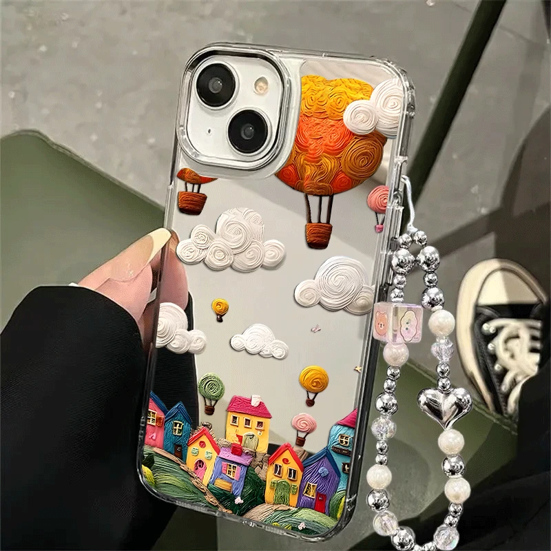 缤纷小镇适用苹果/OPPO/VIVO/华为/小米红米手机壳化妆镜防摔软壳