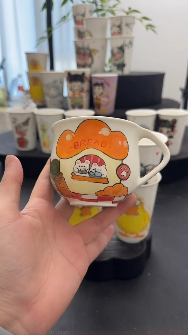 纯手工黄***纸纯手工绘制陶瓷杯