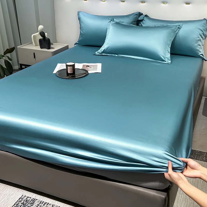 夏季冰丝床笠全包床垫保护套纯色单件轻奢亲肤柔软防滑床单床套罩