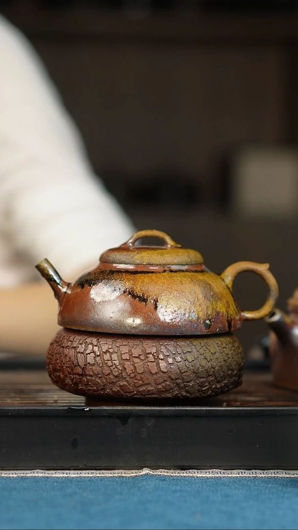 茶壶紫砂柴烧紫砂天青半月