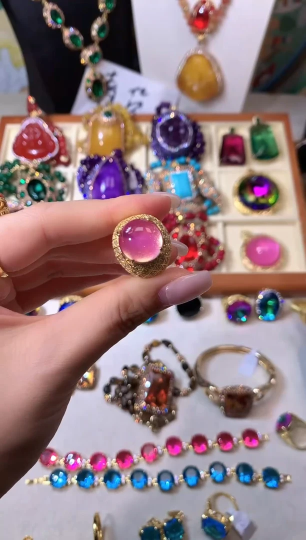 纯铜大理石粉色戒指