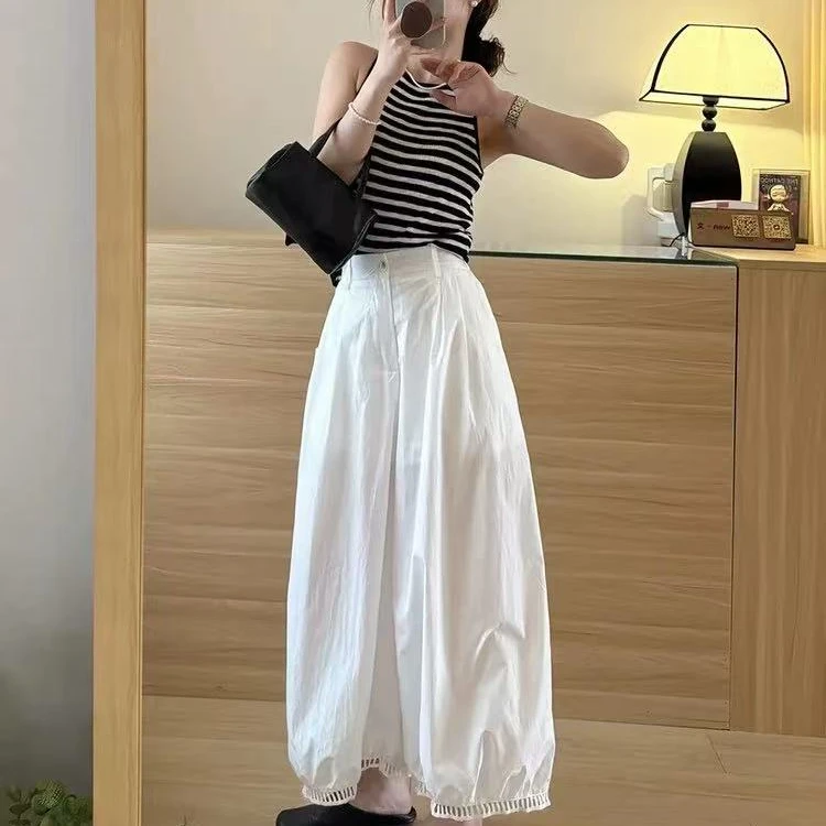 （柚子同款）YY夏季薄款宽松显瘦镂空设计感时尚百搭阔腿灯笼裤2351
