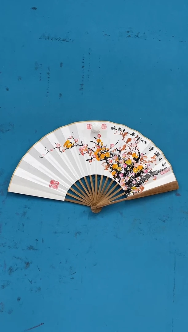 国画王夫怀-扇子-017 金梅