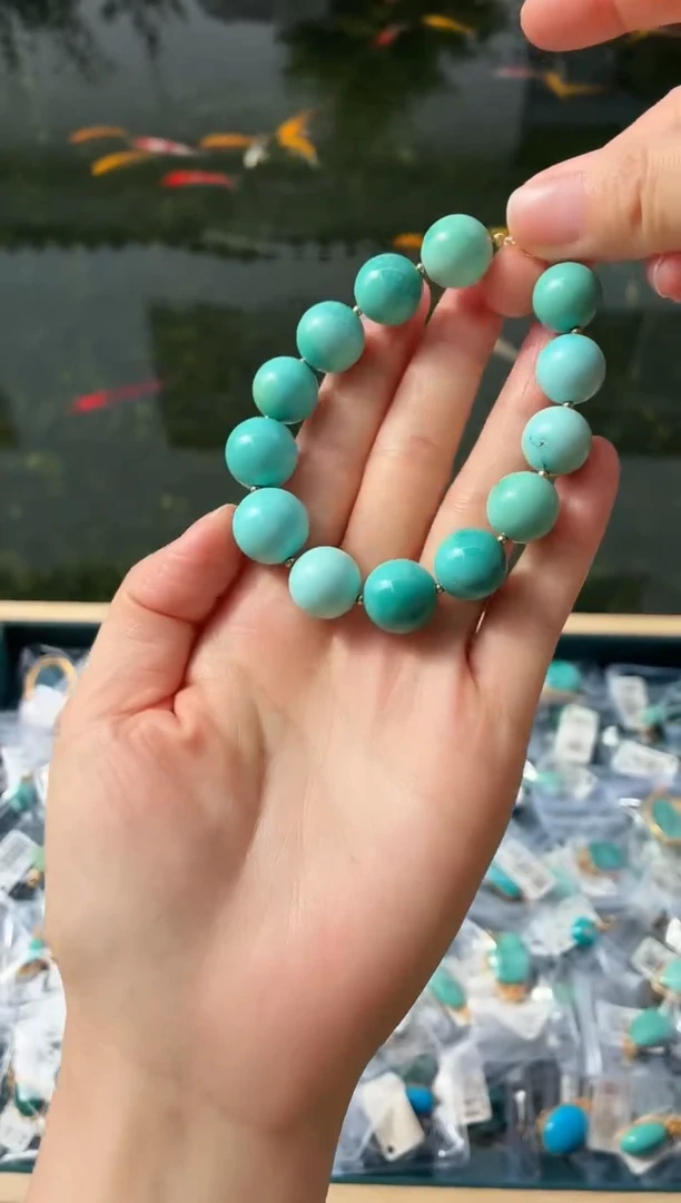 银S925镀金镶嵌绿松石手链1