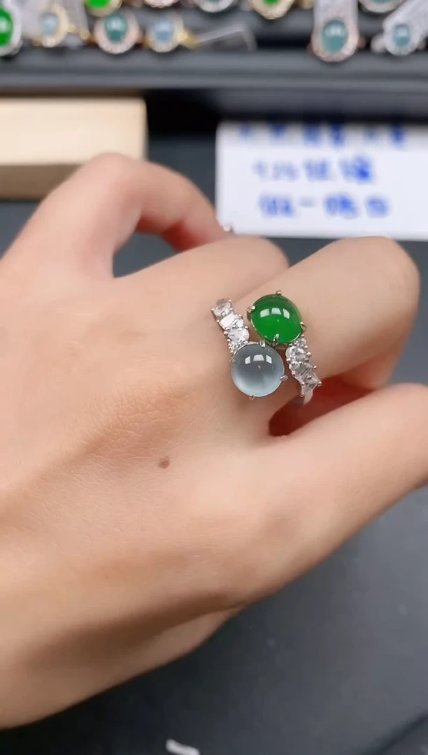 银S925镶嵌戒指翡翠11