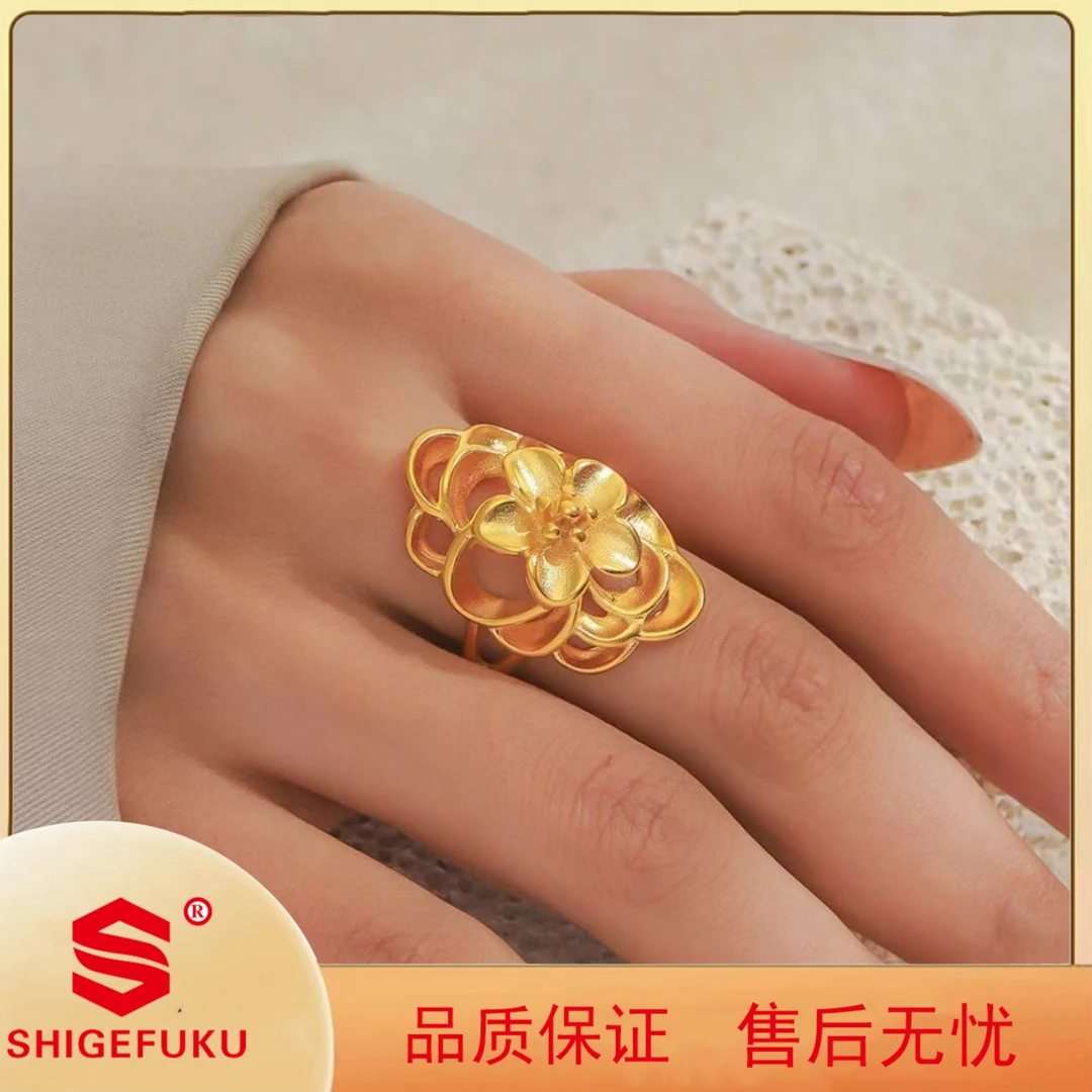 【香港SHIGEFUKU】清新甜美百合大花朵花开口戒