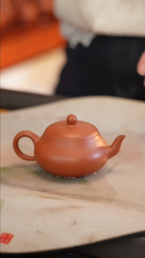 茶壶紫砂全手 宽口 大红袍 梨型 140cc