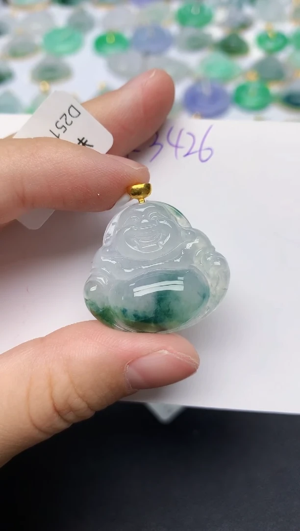 颈饰18K金镶嵌翡翠天然缅甸A货翡翠百元以上9元证书费自理