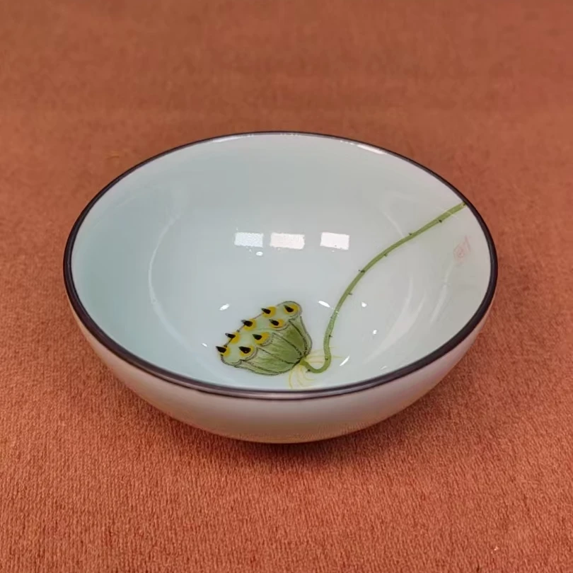 手绘荷花主人杯Q004