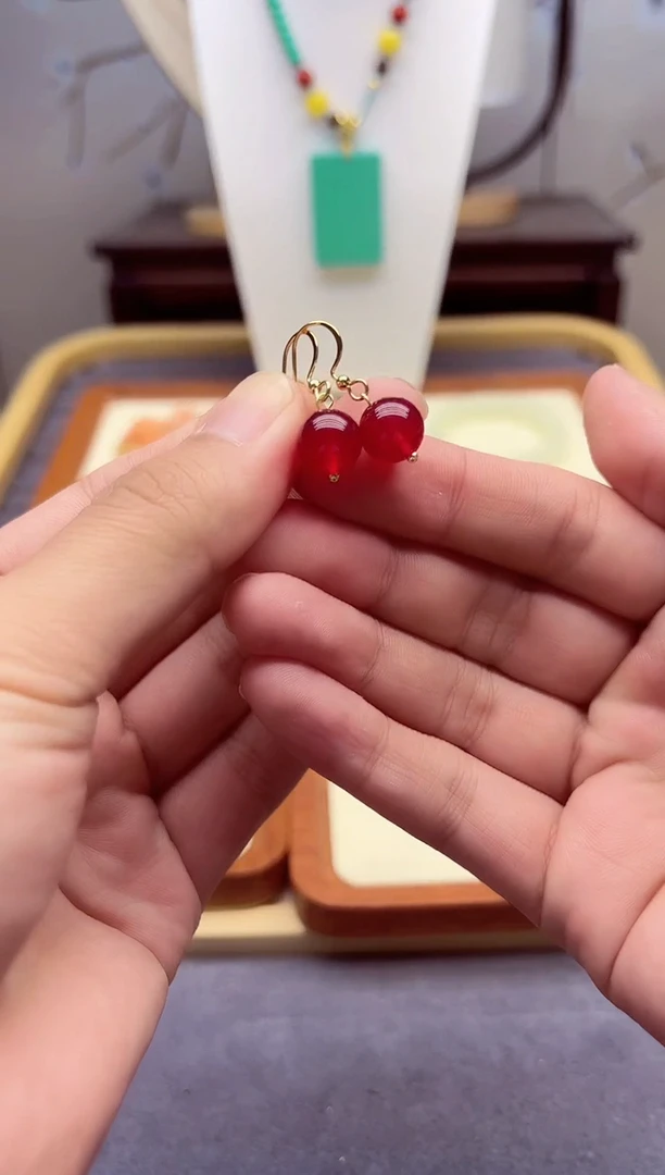 碧玺耳饰14K金镶嵌E432