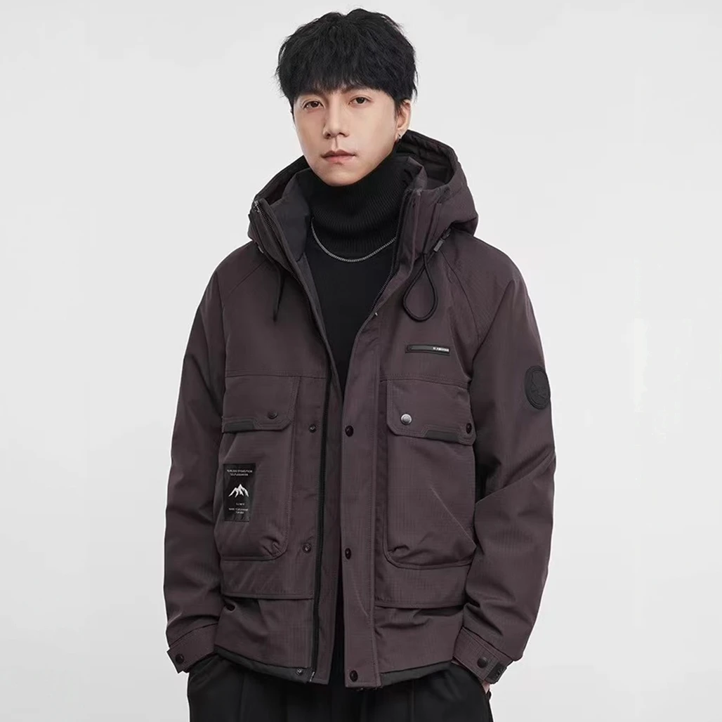 『绒叙』白鸭绒羽绒服男冬季2025新款多口袋夹克工装冲锋衣