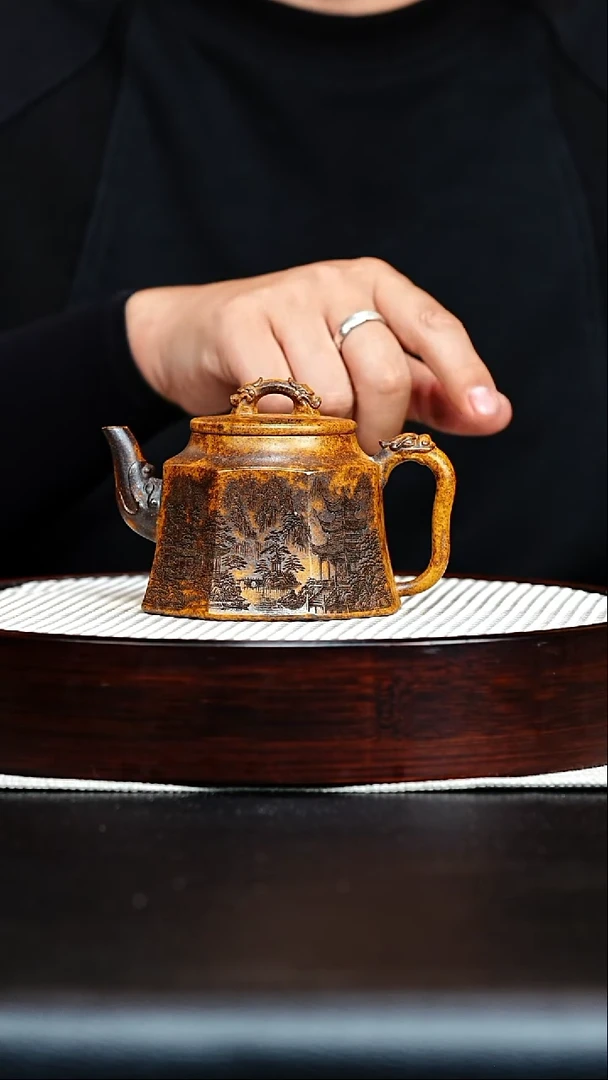 茶壶紫砂宜兴原矿紫砂 龙骨金砂 八方金钟1