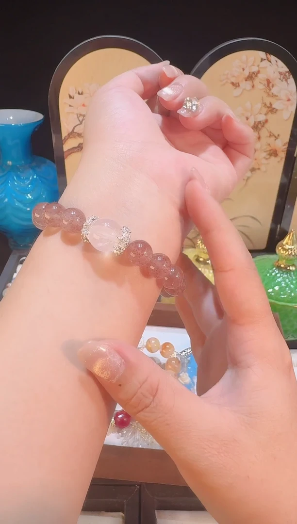 烟晶手链银S925镶嵌手串