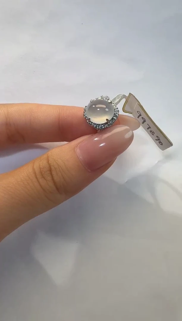 银S925镶嵌戒指翡翠925银镶翡翠戒指镶嵌97