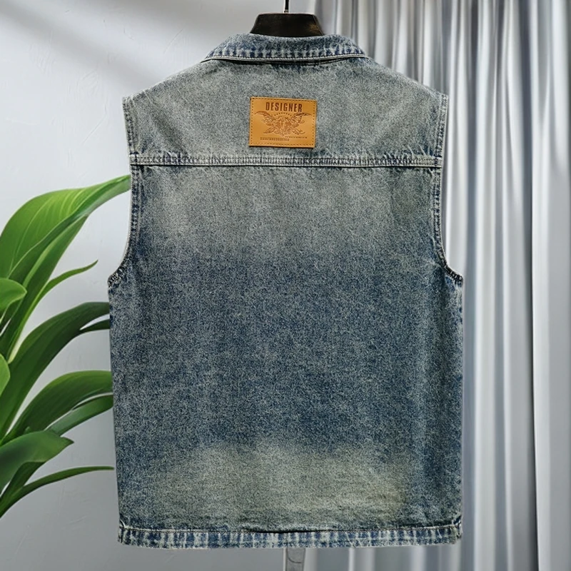 库约内姆KOYENEMAL秋季新款工装牛仔马甲男士春秋无袖马夹坎肩