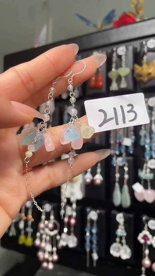 紫晶耳饰银S925镶嵌喜欢拍