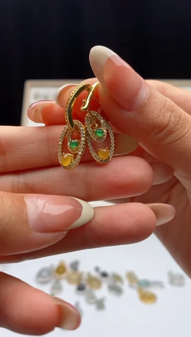 银S925镶嵌戒指翡翠天然A货翡翠