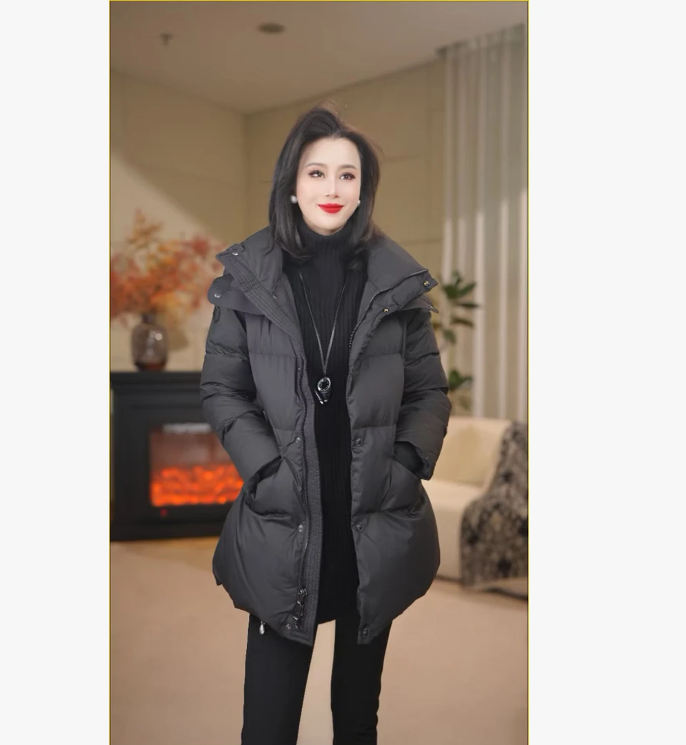 【卡提】90白鸭绒卡扣设计哑光保暖羽绒服2518-1