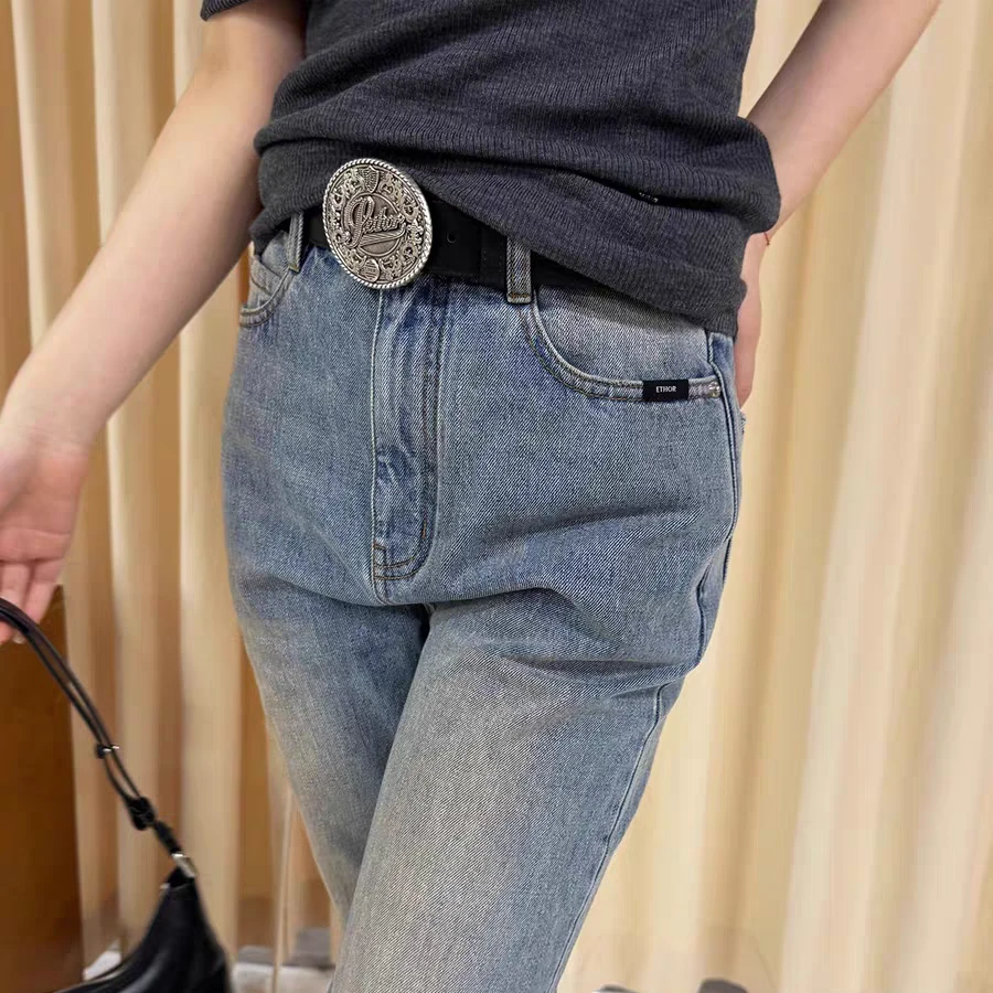 ET 25SS春夏新款巴洛克椭圆扣牛皮腰带