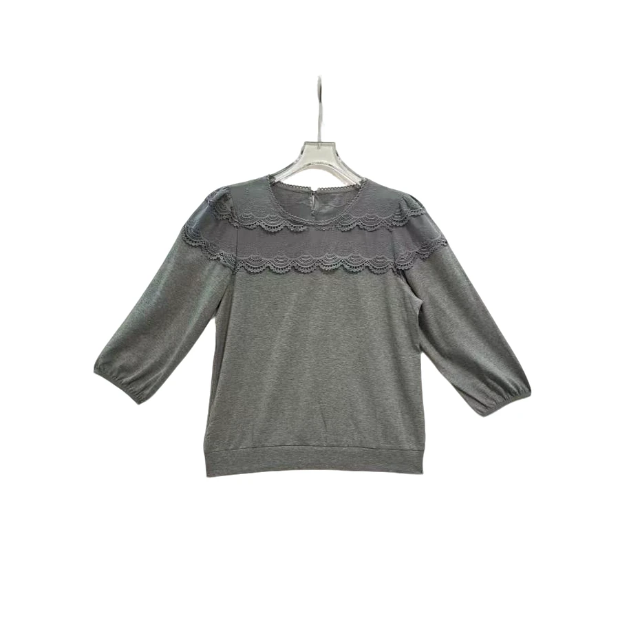 桐然精选892#秋季季新款时尚气质减龄修身显瘦港味圆领七分袖上衣